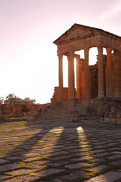 Pillars of the Church of St. Servus in the Roman ruins of Sbeitla, Tunisia, North Africa, Africa