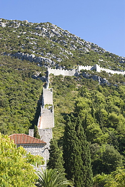 The wall of Ston, Peljesac Peninsula, Croatia, Europe