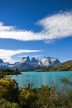 Lake Pehoe in the Torres del Paine National Park, Patagonia, Chile, South America 