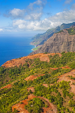 Aerial of the Napali coast, Kauai, Hawaii, United States of America, Pacific