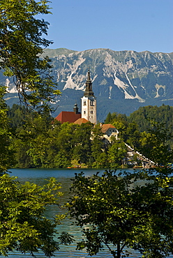 Church of the Assumption on Bled Island in Bled Lake, Bled, Slovenia, Europe