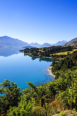 Turquoise water of Lake Wakatipu, around Queenstown, Otago, South Island, New Zealand, Pacific