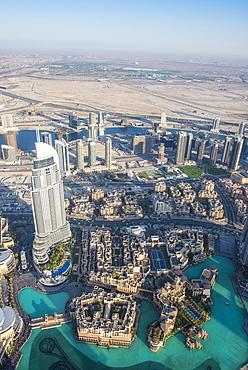 View over Dubai from Burj Khalifa, Dubai, United Arab Emirates, Middle East