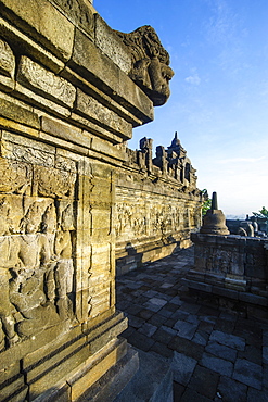 Early morning light at the temple complex of Borobodur, UNESCO World Heritage Site, Java, Indonesia, Southeast Asia, Asia