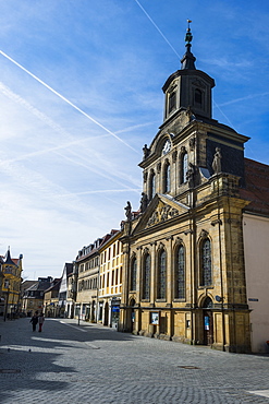 Spital church in the pedestrian zone, Bayreuth, Upper Franconia, Bavaria, Germany, Europe