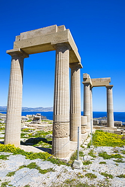 Acropolis of Lindos, Rhodes, Dodecanese Islands, Greek Islands, Greece, Europe