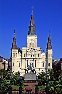 St. Louis Cathedral, Jackson Square and Cabildo, New Orleans, Louisiana, United States of America, North America