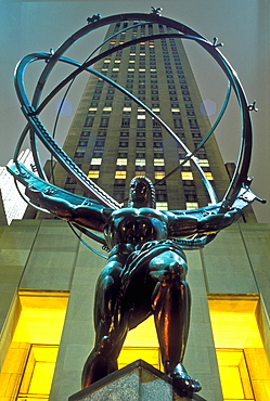 Statue of Atlas, Rockefeller Center, New York City, New York, United States of America, North America