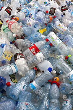 Plastic bottles in a recycle bin, Israel, Middle East