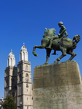 Statue of Hans Waldmann, mayor of Zurich in the 15th century and Swiss military leader, Zurich, Switzerland, Europe