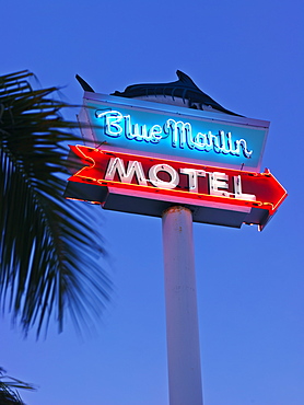 Neon motel sign, Key West, Florida, United States of America, North America