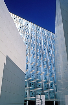 Exterior view of Institut du Monde Arabe, Paris, France, Europe