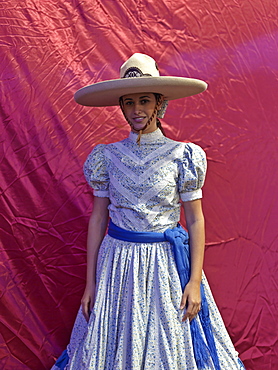 Portrait of Mexican charras (cowgirl), Guadalajara, Jalisco, Mexico, North America