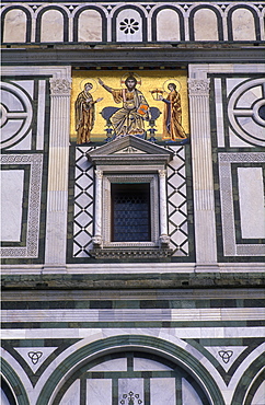 Detail of church of San Miniato al Monte, dating from the 11th century, Florence, Tuscany, Italy, Europe