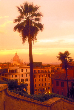 View of skyline from the Spanish Steps,Rome, Lazio, Italy, Europe