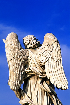 Statue of an angel by Bernini, Ponte Sant' Angelo, Rome, Lazio, Italy, Europe