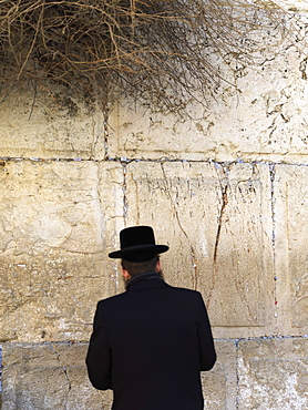 Western Wall (Wailing Wall) with worshipper, Jerusalem, Israel, Middle East