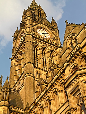 Clock tower of the Town Hall, Albert Square, Manchester, England, United Kingdom, Europe