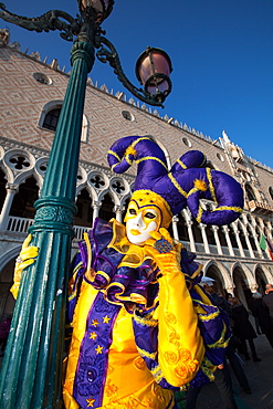 Carnival masks and costumes during Venice carnival, St. Mark's Square, Venice, Veneto, Italy, Europe