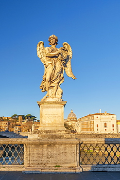 Ponte Sant'Angelo, St. Peter's Basilica in background, UNESCO World Heritage Site, Rome, Lazio, Italy, Europe