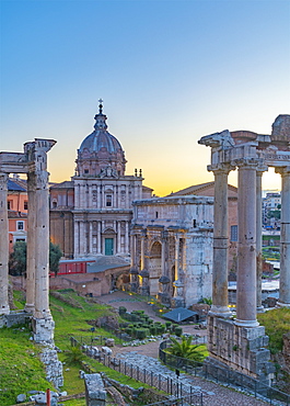 Church of Santi Luca e Martina and Septimius Severus Arch (Arco di Settimio Severo), Forum, UNESCO World Heritage Site, Rome, Lazio, Italy, Europe