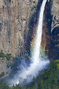 Bridesveil Falls with rainbow, Yosemite National Park, UNESCO World Heritage Site, California, United States of America, North America