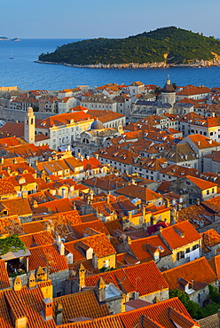 Old Town (Stari Grad), UNESCO World Heritage Site, with Lokrum Island beyond, Dubrovnik, Dalmatia, Croatia, Europe