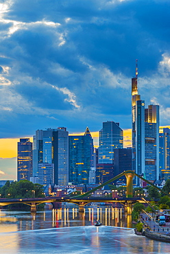 City skyline and River Main, Frankfurt am Main, Hesse, Germany, Europe