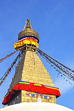 All seeing eyes of the Buddha, Boudhanath Stupa, UNESCO World Heritage Site, Kathmandu, Nepal, Asia