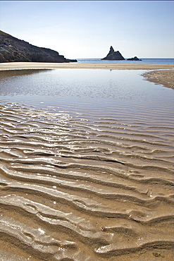 Church Rock and Broad Haven beach, Pembrokeshire National Park, Wales, United Kingdom, Europe