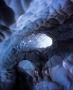 inside the ice cave near the mountain Hrafntinnusker, Laugavegur, Landmannalaugar, Iceland