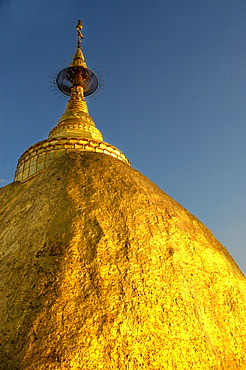 Golden Rock with stupa Kyaikhtiyo Pagoda Bago Burma