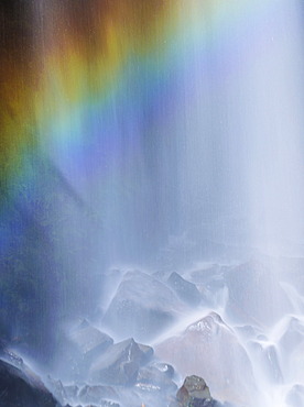 Narada Falls with rainbow, Mount Rainier National Park, Washington, USA, North America