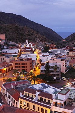 Vallehermoso at dusk, La Gomera, Canary Islands, Spain, Europe