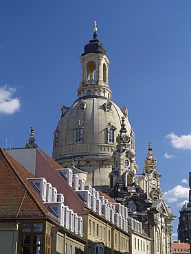 Dresden, Saxony, Dresden old town with the Frauenkirche new built up