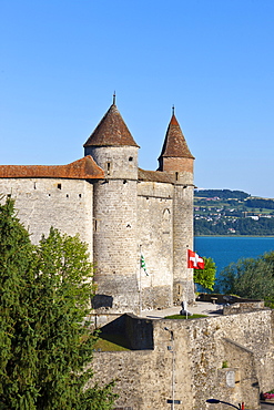 Grandson Castle in Grandson, Lake Neuchatel, Canton Vaud, Switzerland, Europe