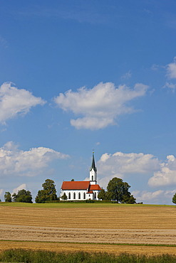 Solitary church in the countryside, Bavaria, Germany, Europe