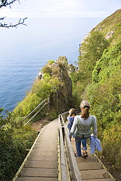 Steps down the cliffs of Jons Kapel near Hasle, Bornholm, Denmark, Europe