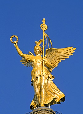 Goldelse, bronze sculpture on top of the Siegessaeule, Victory Column, Berlin Mitte, Berlin, Germany, Europe