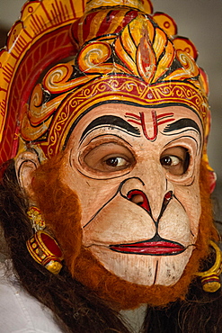 Mask wearer, Hindu Vaishnava monastery on the island of Majuli, Brahmaputra, Assam, India, Asia