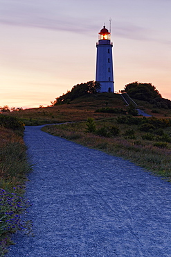 Lighthouse Dornbush on the Schluckwieksberg, landmark of Hiddensee, Western Pomerania Lagoon Area National Park, Baltic Sea, Hiddensee, Mecklenburg-Vorpommern, Germany, Europe