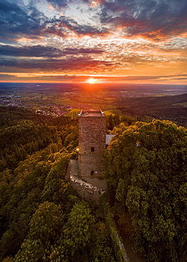 Sunset, Yburg Castle Ruins, Kernen im Remstal, Baden-Württemberg, Germany, Europe