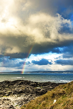 Rainbow over the Bay of St. Ives, Cornwall, United Kingdom, Europe