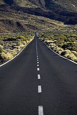 Road TF21, volcanic landscape, Teide National Park, Tenerife, Canary Islands, Spain, Europe