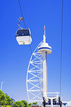 Vasco da Gama Tower with funicular, Lisbon, Portugal, Europe