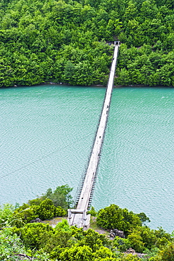 Suspension bridge across the Black Drin River, Albania, Europe