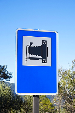 Spanish road sign, viewpoint sign, Tenerife, Canary Islands, Spain, Europe