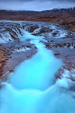 Bruarfoss Waterfall, turquoise stream, Iceland, Europe