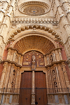 Renaissance main portal, Cathedral La Seu, Palma de Majorca, Majorca, Balearic Islands, Spain, Europe