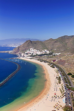 Beach Playa de las Teresitas, San Andres, behind Santa Cruz, Tenerife, Canary Islands, Spain, Europe